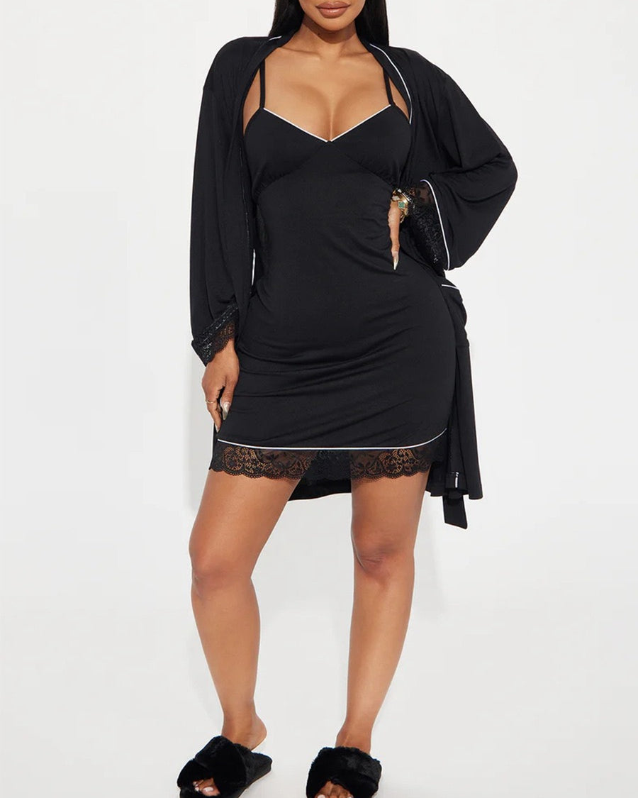 Night Mode Black Lace Sleepwear Set