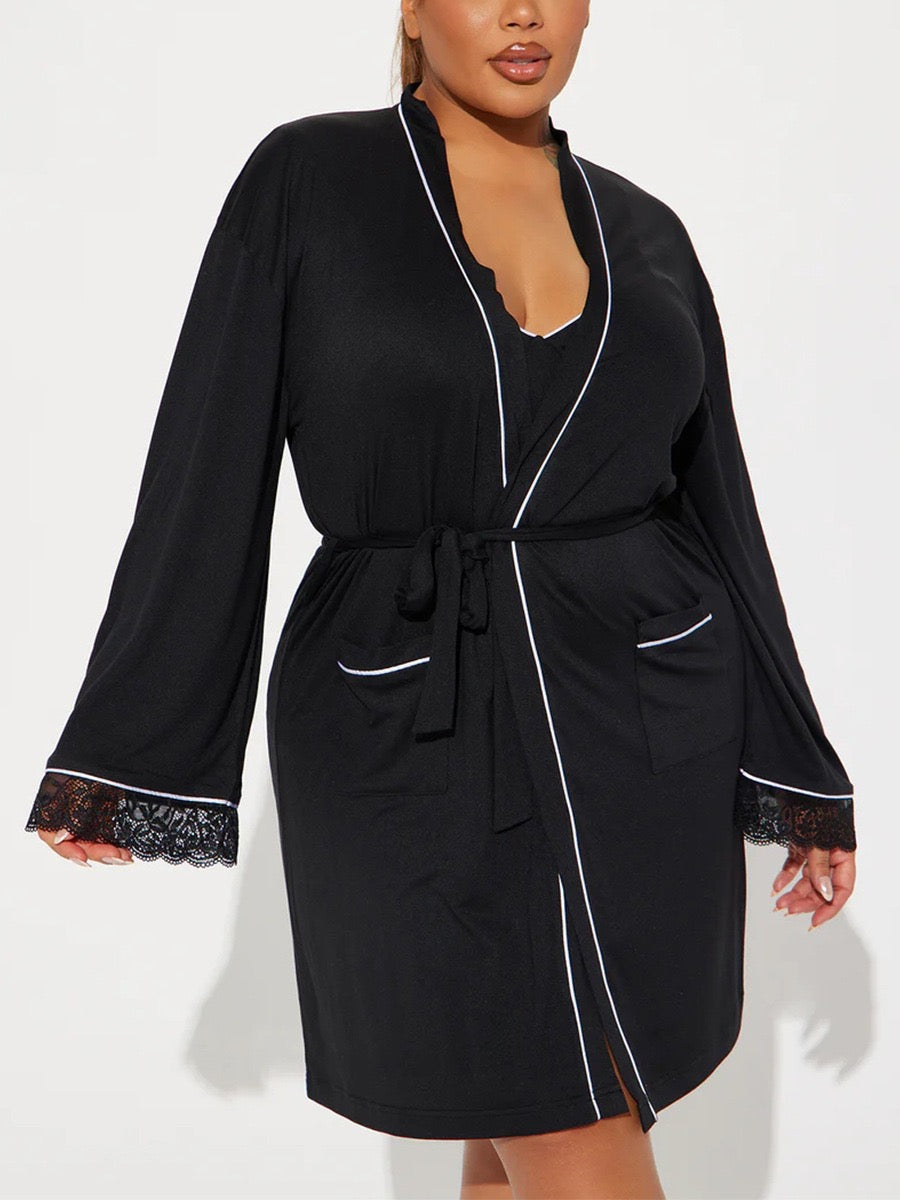 Night Mode Black Lace Sleepwear Set