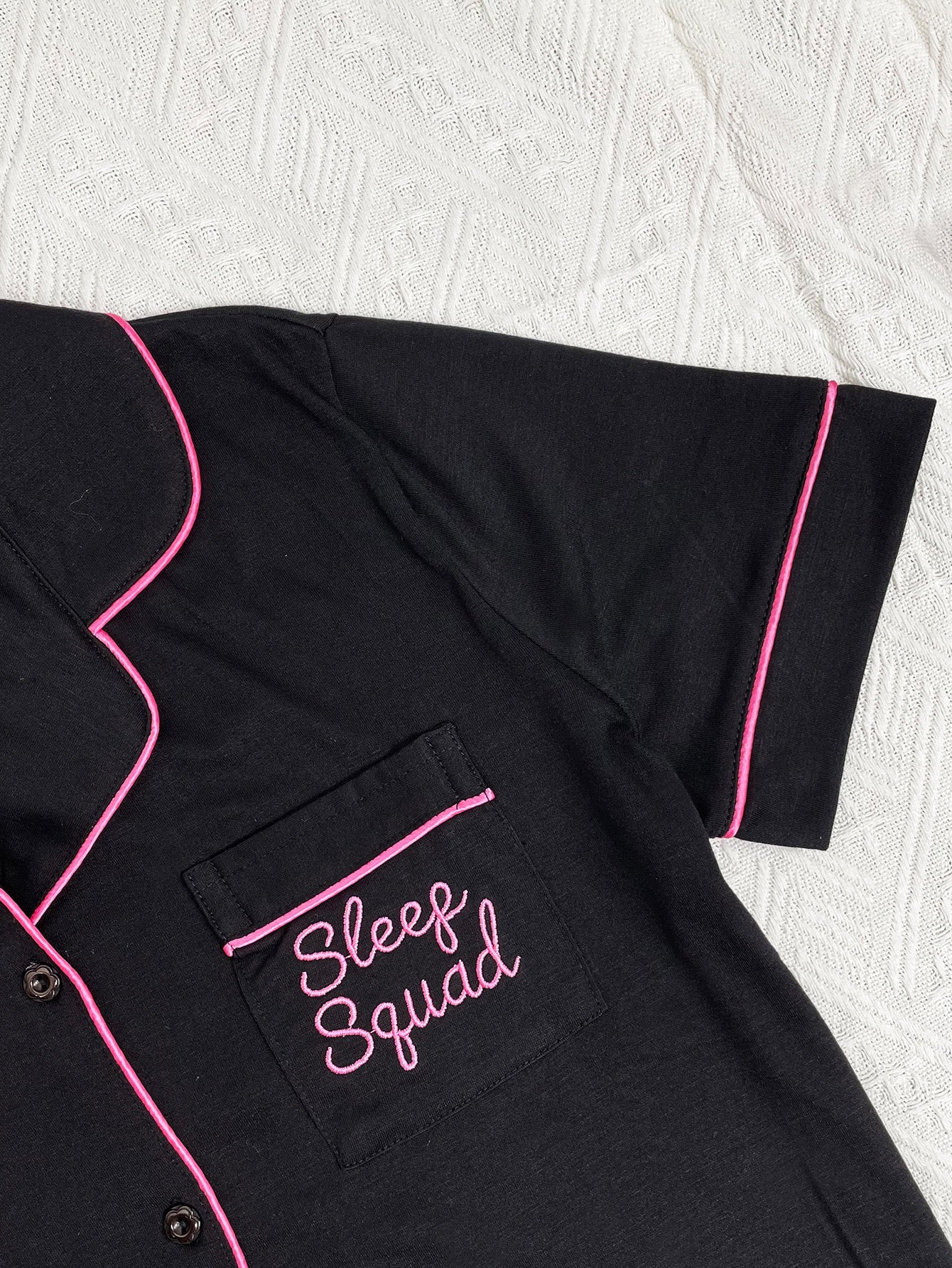 I Love Me Black Pajama Shorts Set