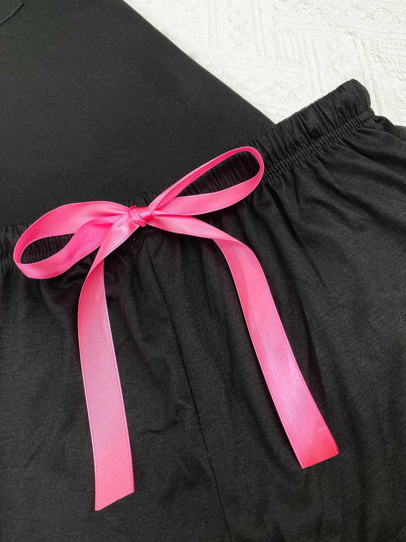 I Love Me Black Pajama Shorts Set
