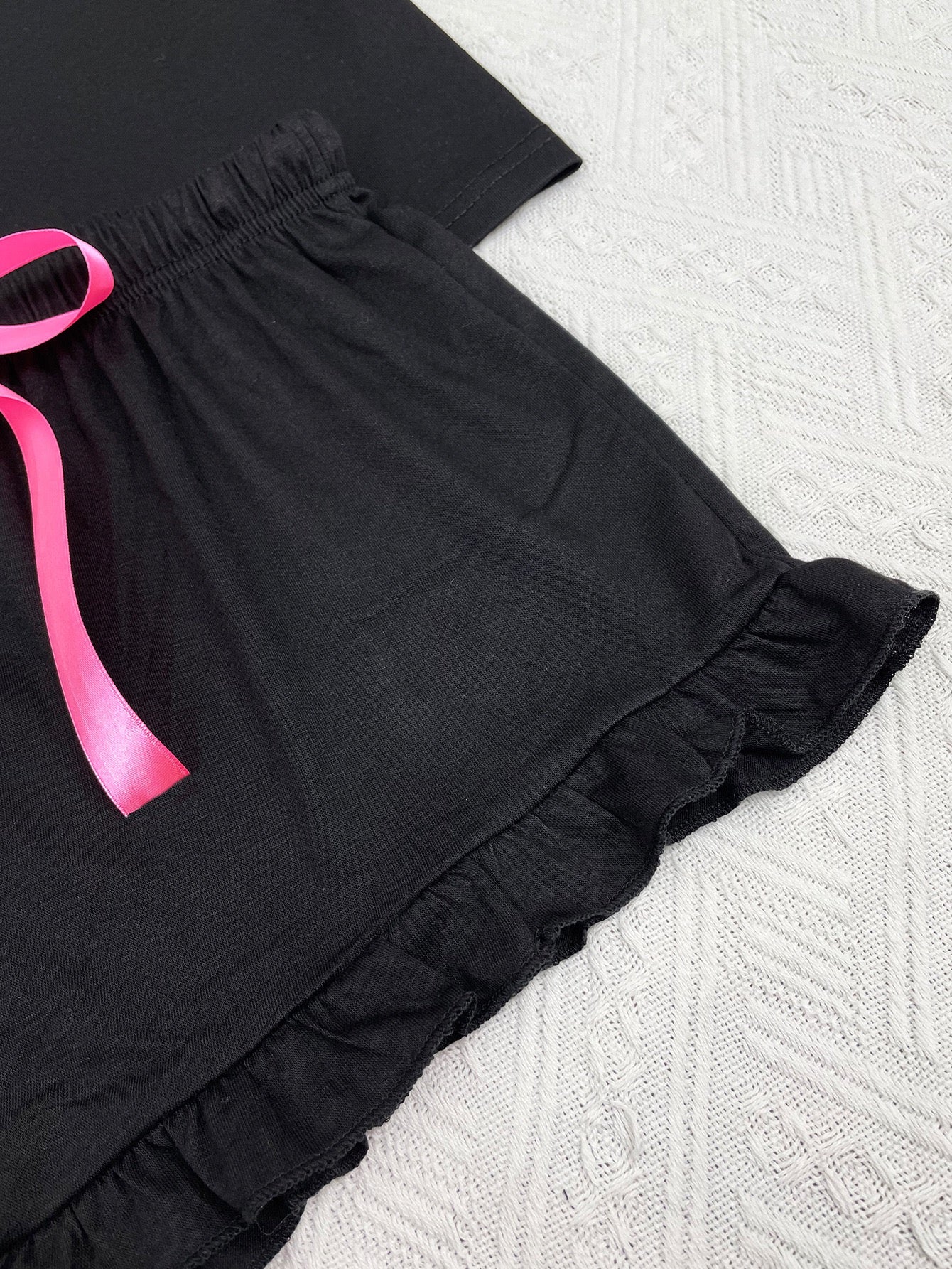 I Love Me Black Pajama Shorts Set