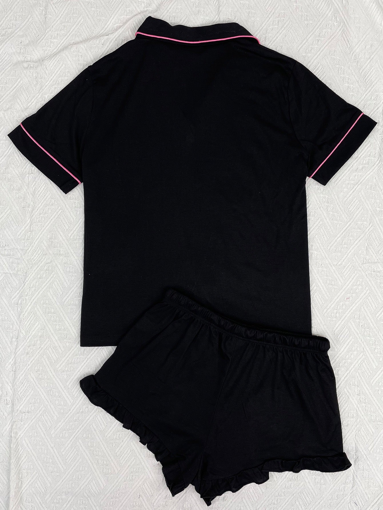 I Love Me Black Pajama Shorts Set
