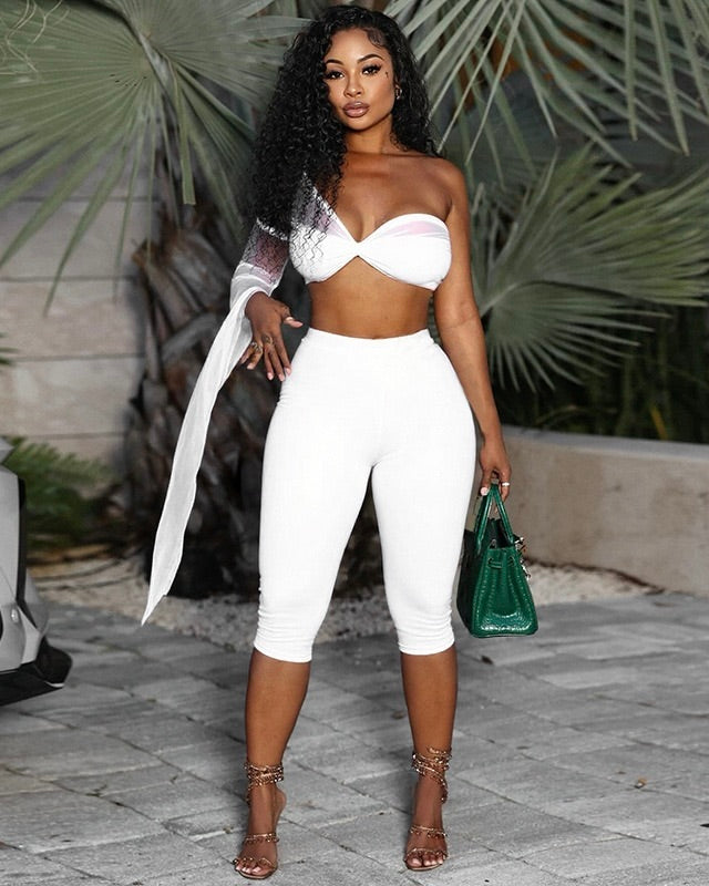 Ariel Mesh Sleeve Two-Piece Set