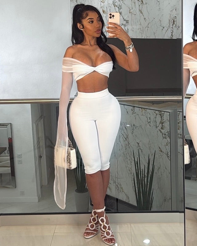 Ariel Mesh Sleeve Two-Piece Set