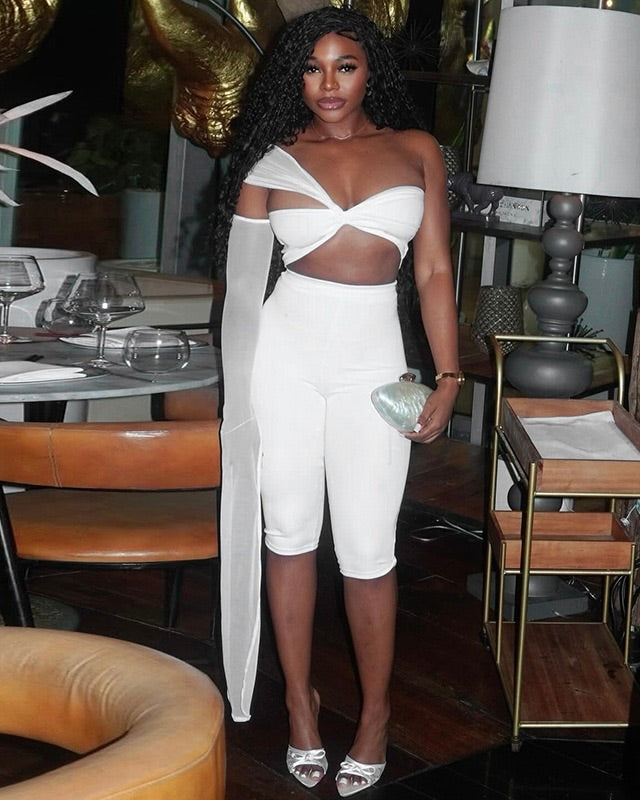 Ariel Mesh Sleeve Two-Piece Set