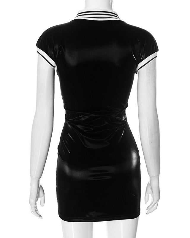 Serena Vinyl Polo Mini Dress