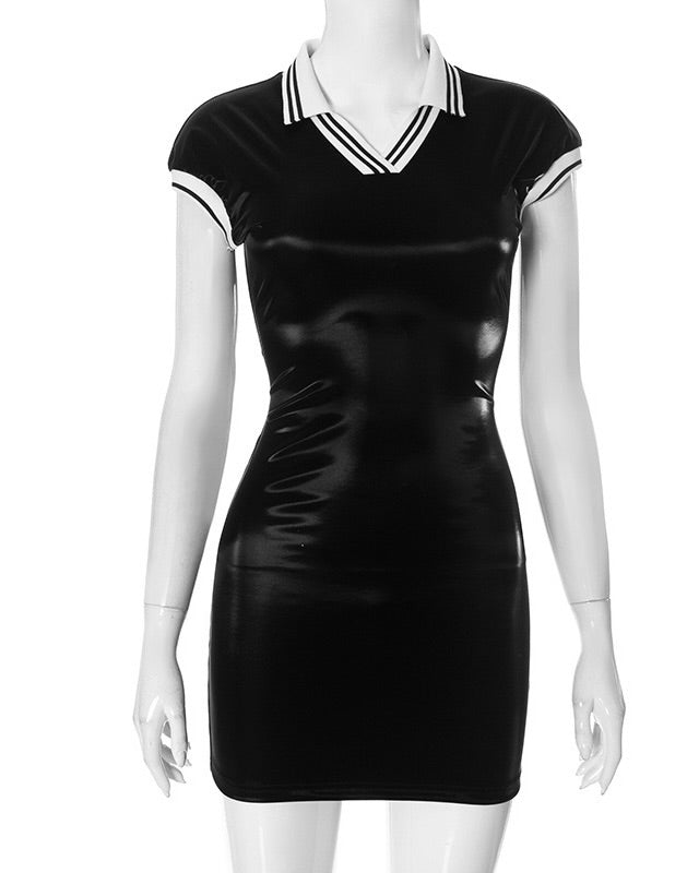 Serena Vinyl Polo Mini Dress