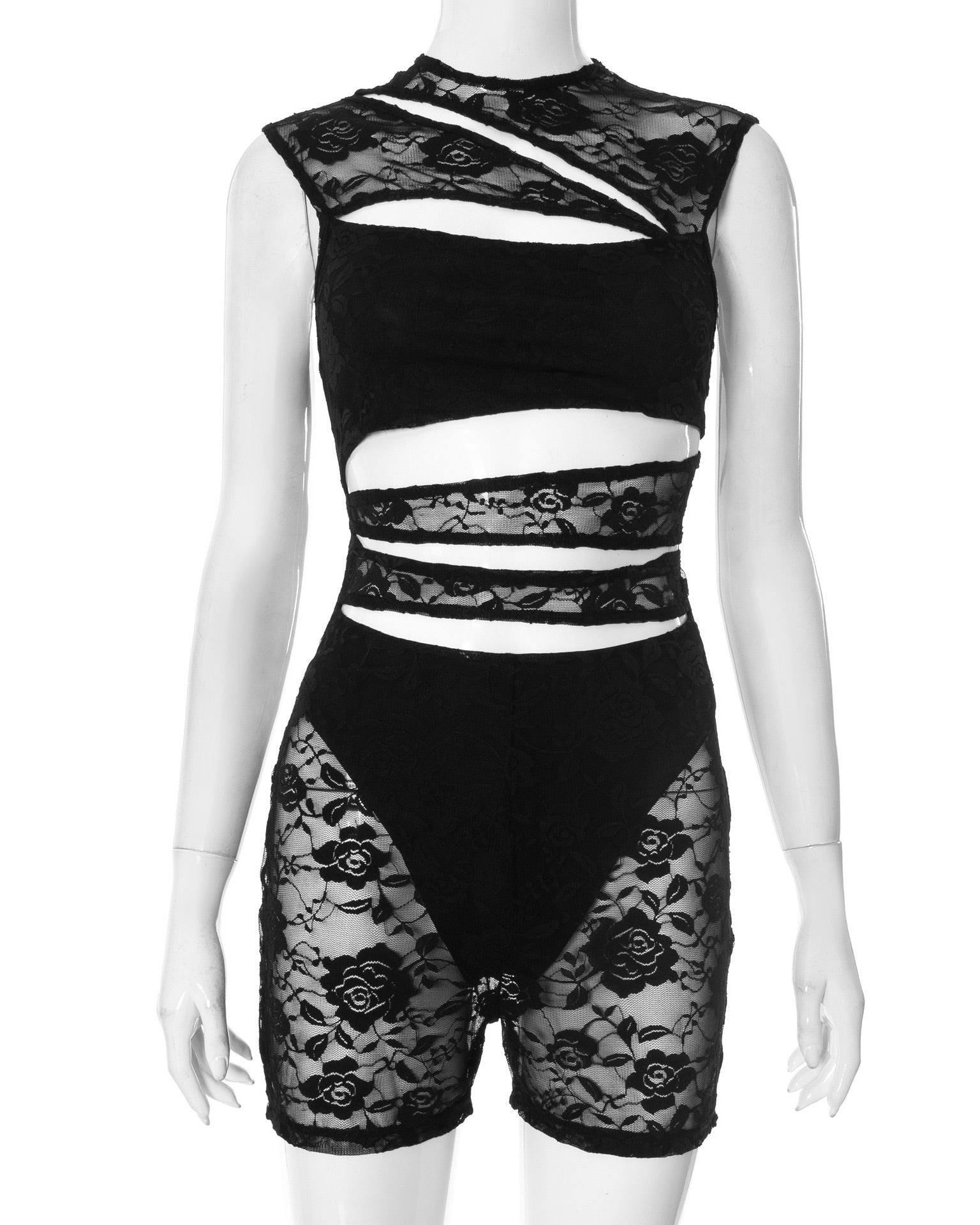 Raven Lace Cutout Short Set