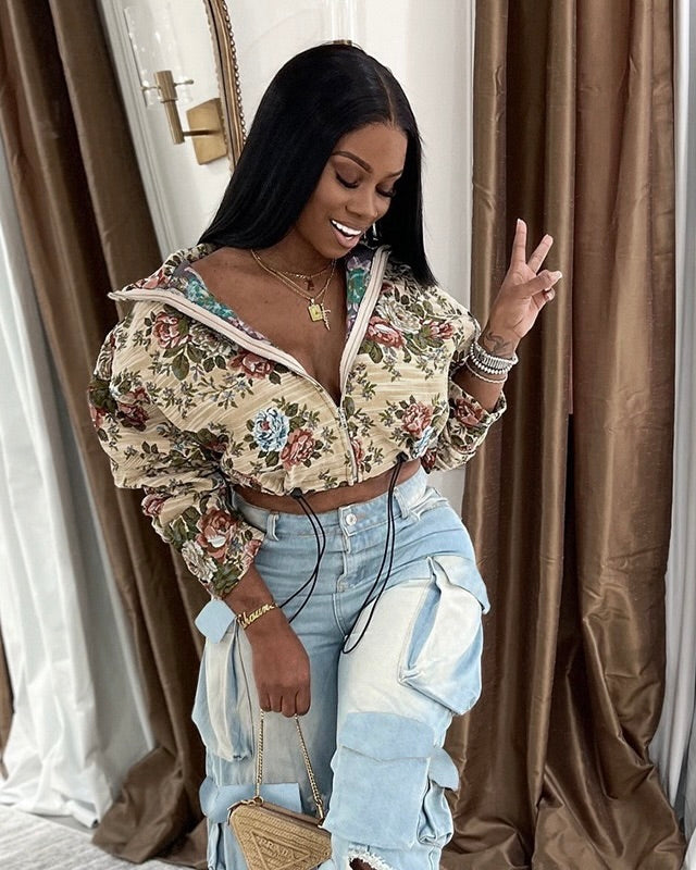 Floral Corded Crop Jacket