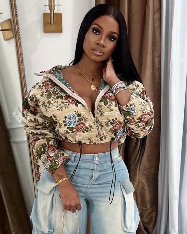 Floral Corded Crop Jacket