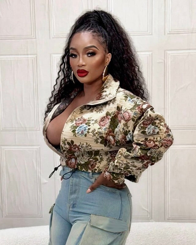 Floral Corded Crop Jacket