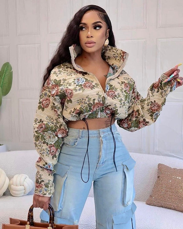 Floral Corded Crop Jacket