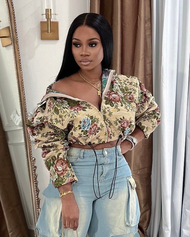 Floral Corded Crop Jacket