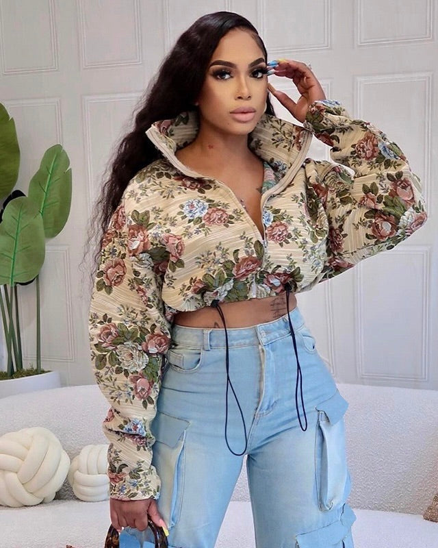 Floral Corded Crop Jacket
