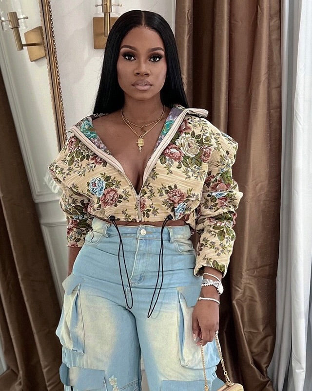 Floral Corded Crop Jacket