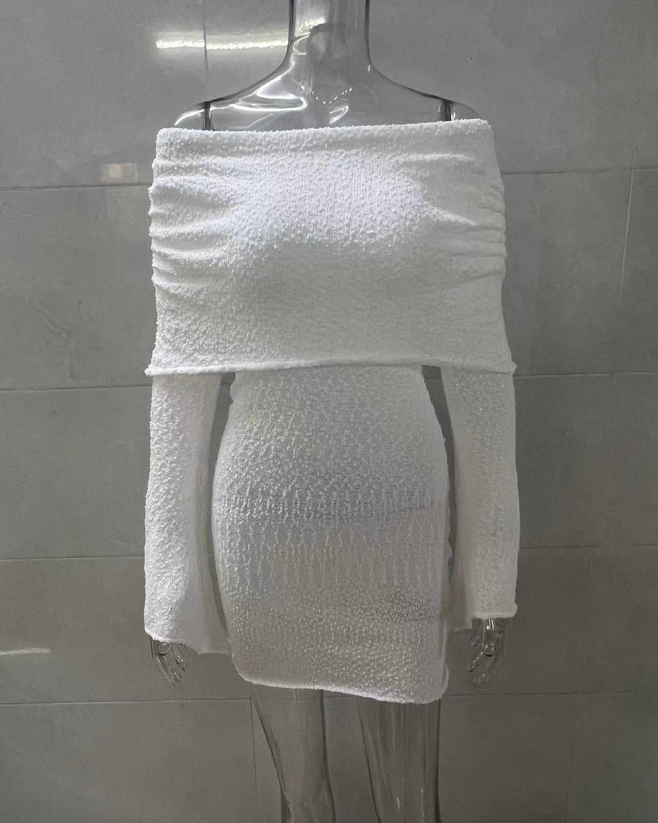 Karol Off-Shoulder Cozy Mini Dress