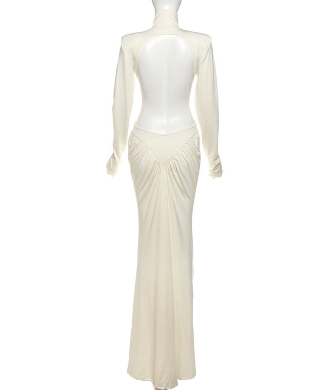 Pristine Cut-Out Ruched Maxi Dress