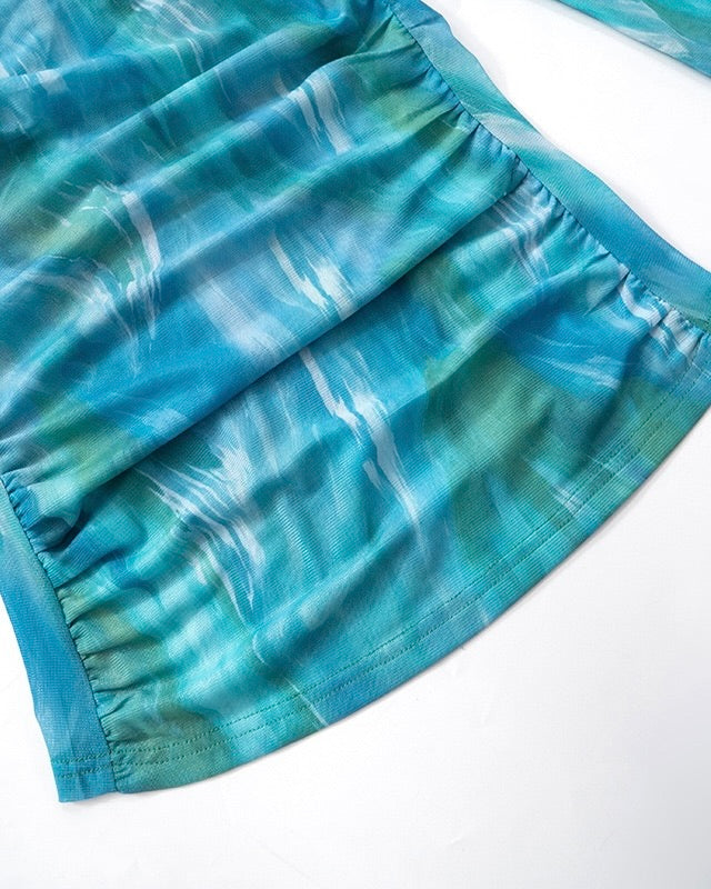 Aqua Marble Mesh Top