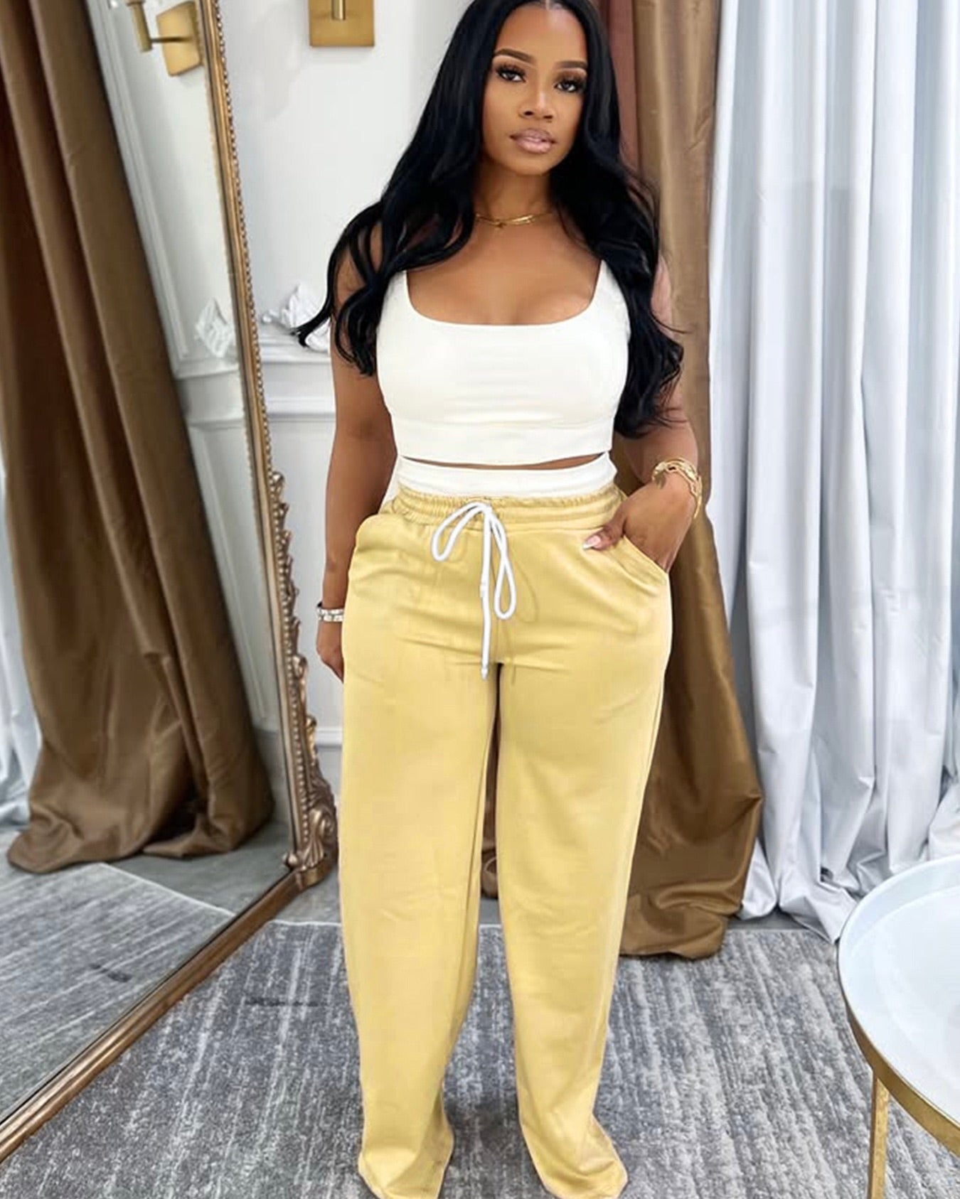 Lana Lounge Pants Set Yellow