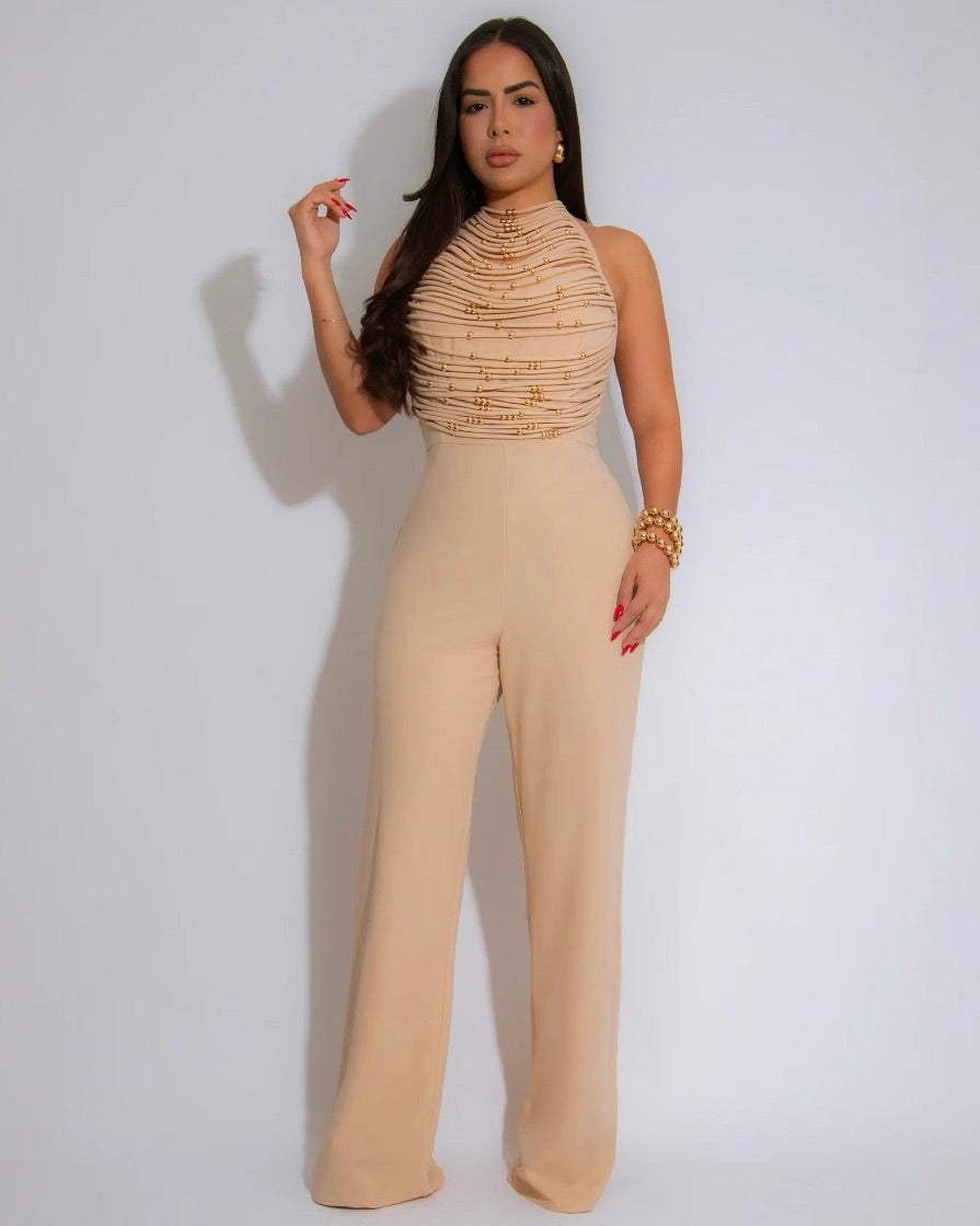 Sahara Beaded Halter Jumpsuit