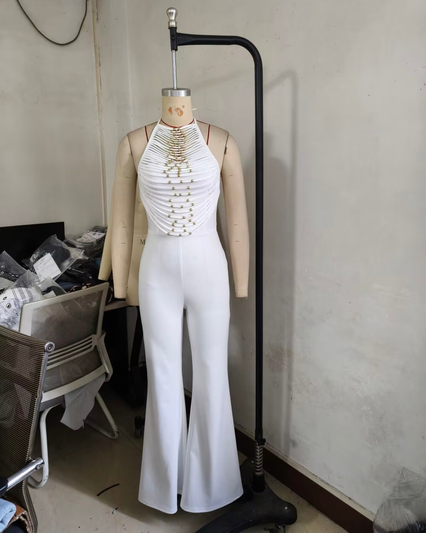 Sahara Beaded Halter Jumpsuit