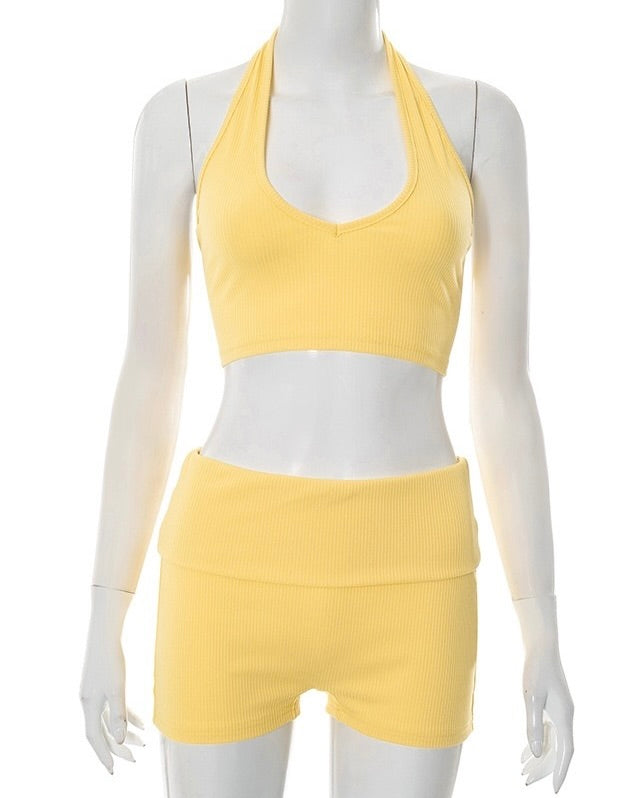 Enoni Ribbed Short Set