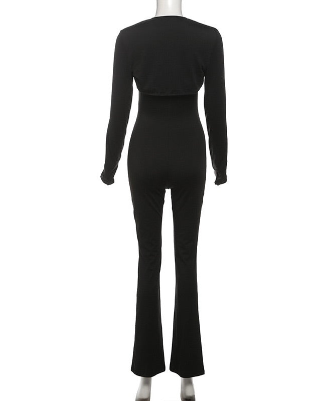Onyx Cutout Sleeve Jumpsuit Black