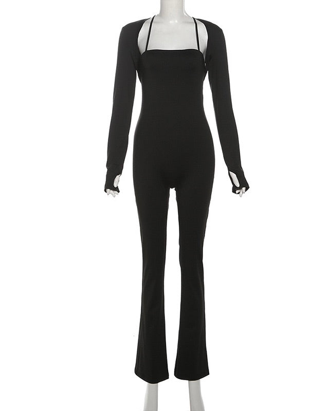 Onyx Cutout Sleeve Jumpsuit Black