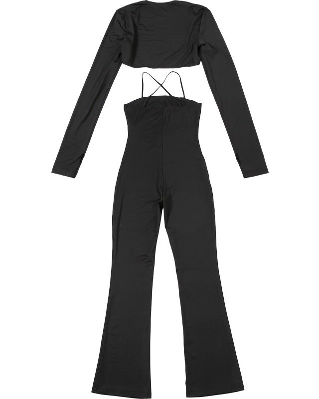 Onyx Cutout Sleeve Jumpsuit Black