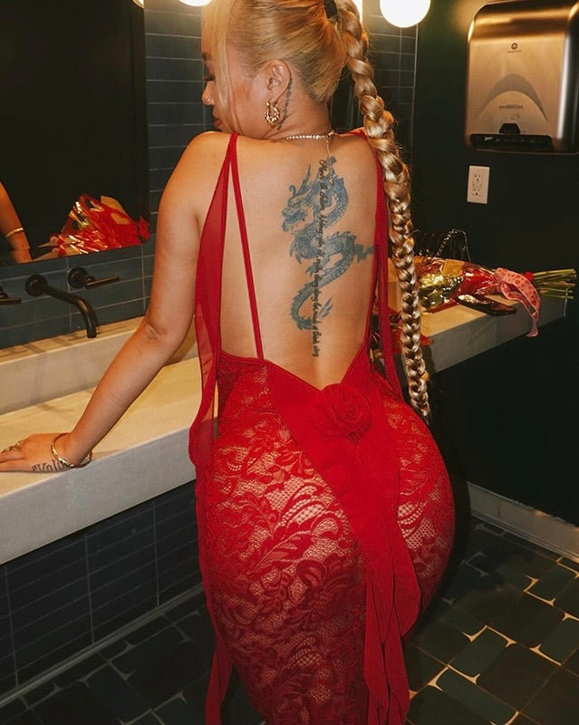 Inferno Lace Midi Dress