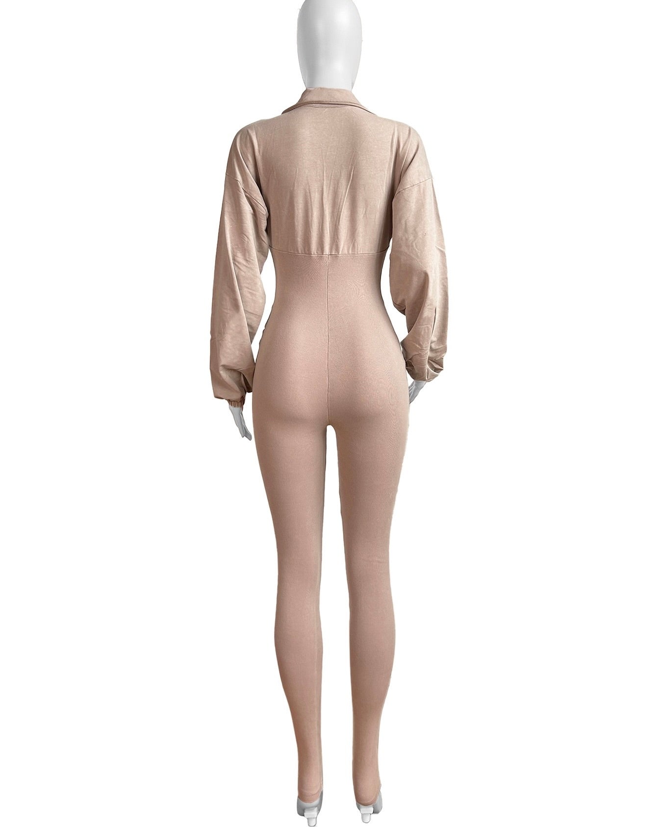 Azure Ribbed Corset Jumpsuit Nude