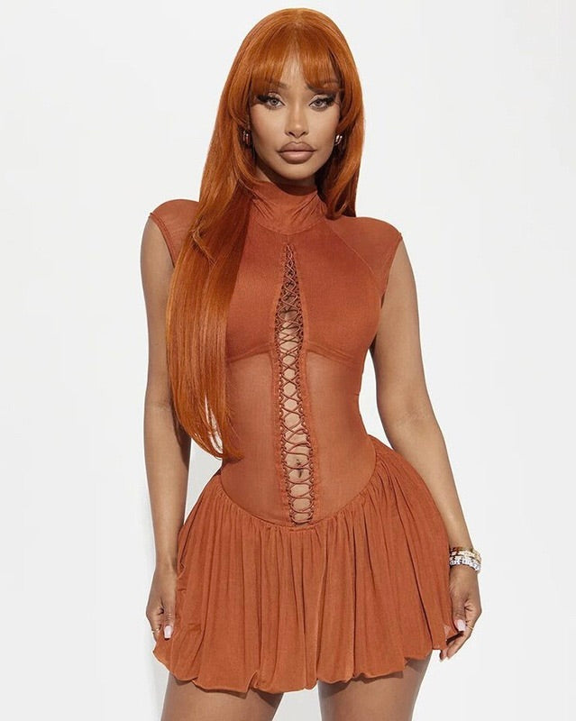 Nyla Lace-Up Mini Dress