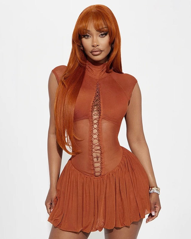Nyla Lace-Up Mini Dress