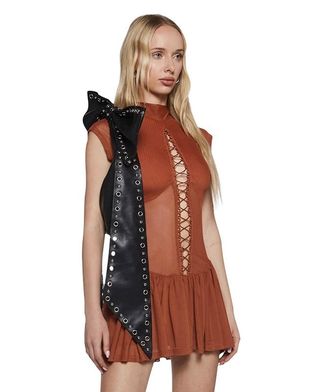 Nyla Lace-Up Mini Dress