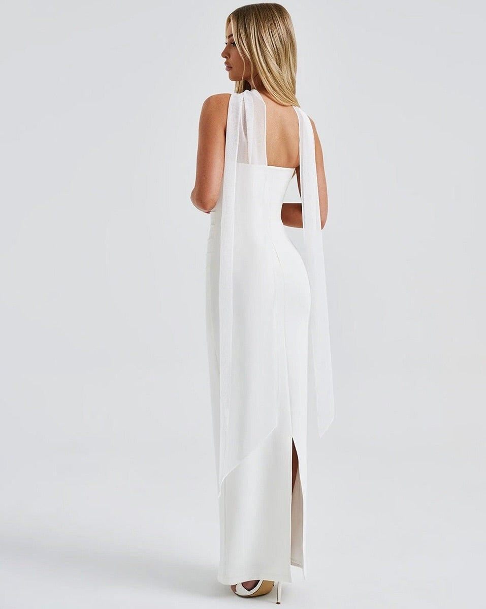 Hailey Strapless Maxi Dress White