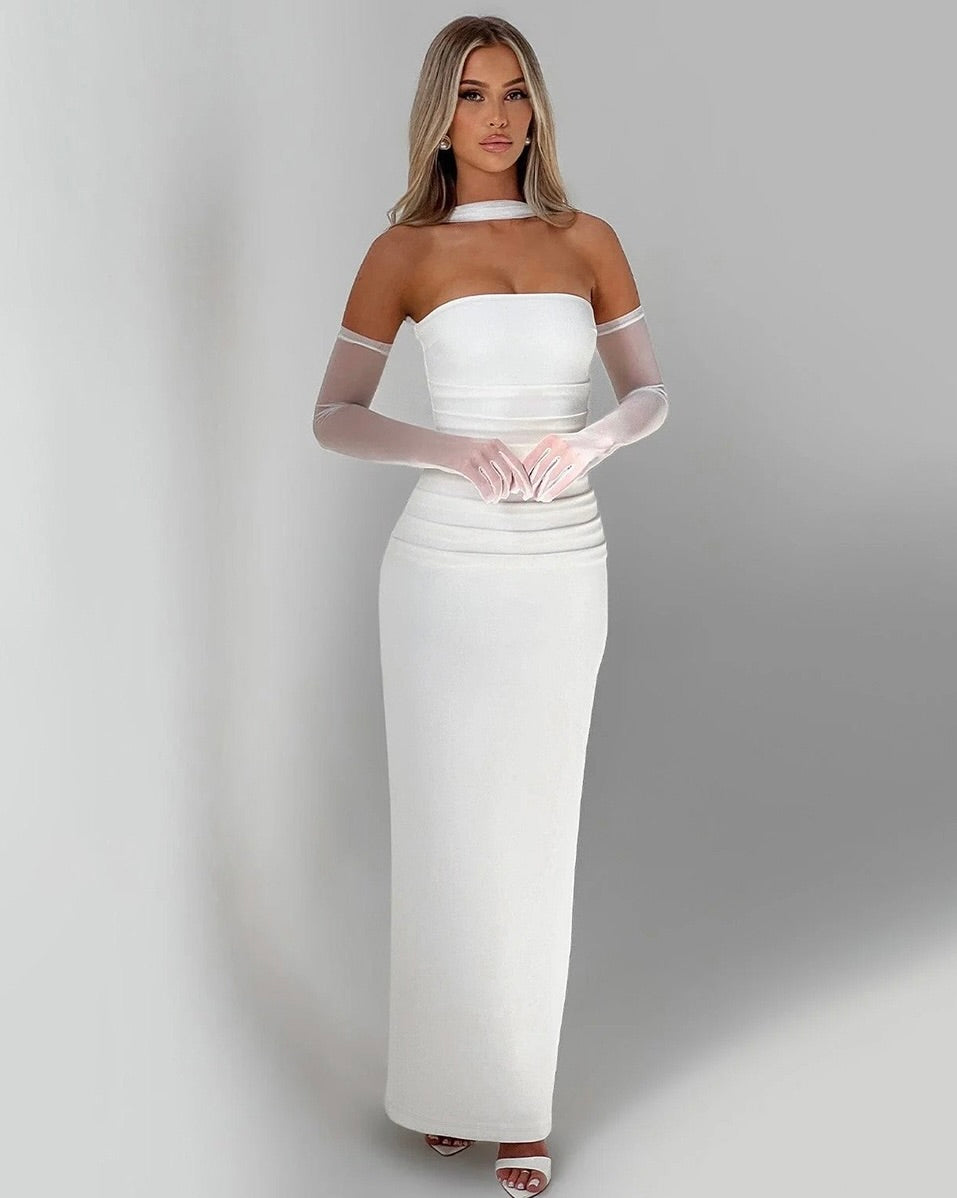 Hailey Strapless Maxi Dress White