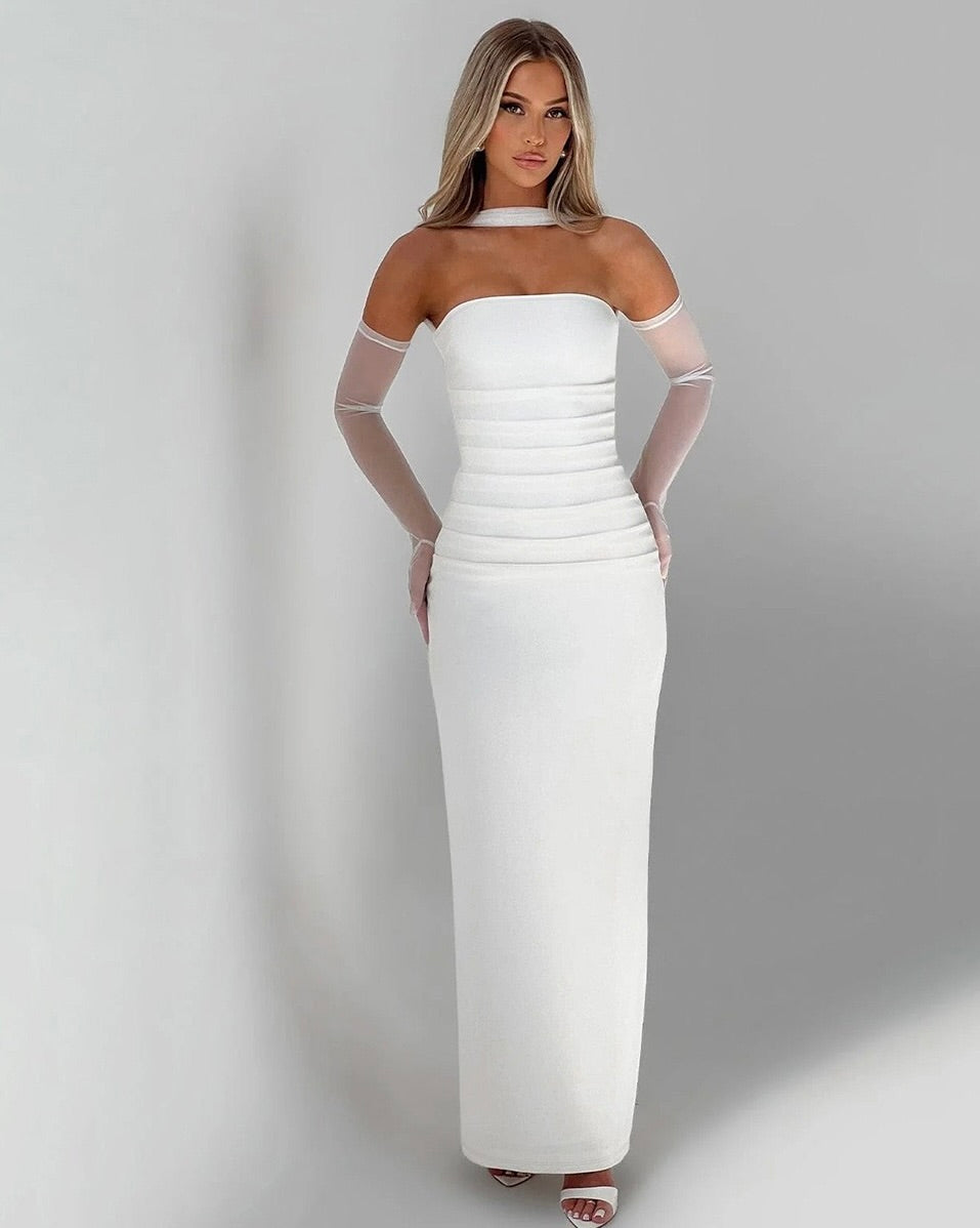 Hailey Strapless Maxi Dress White