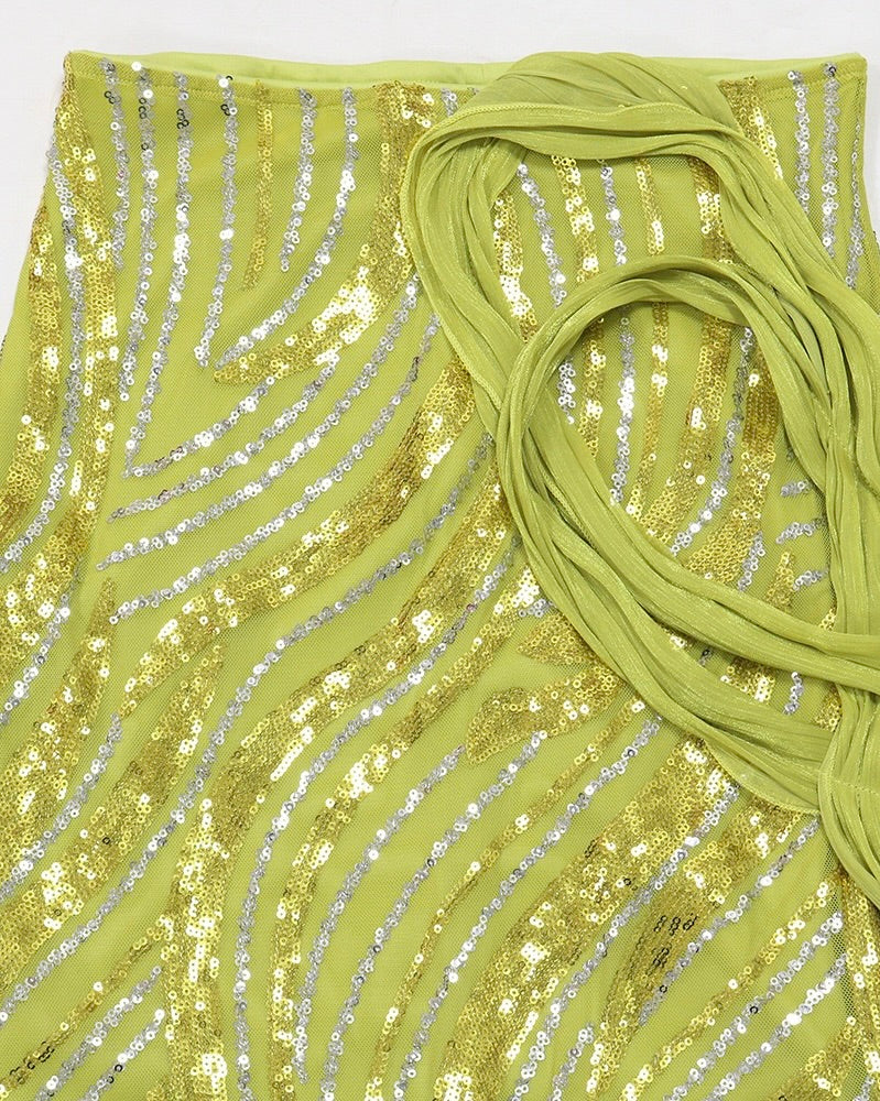 Zaria Sequin Maxi Set Green