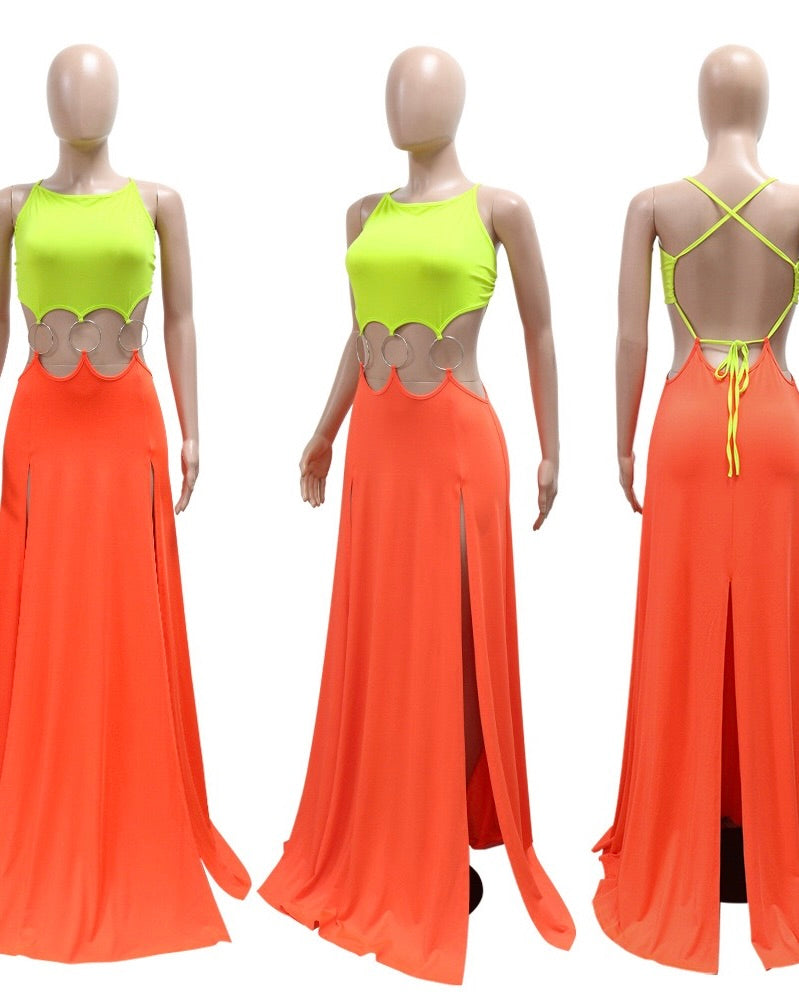 Oasis Cutout Maxi Dress Orange