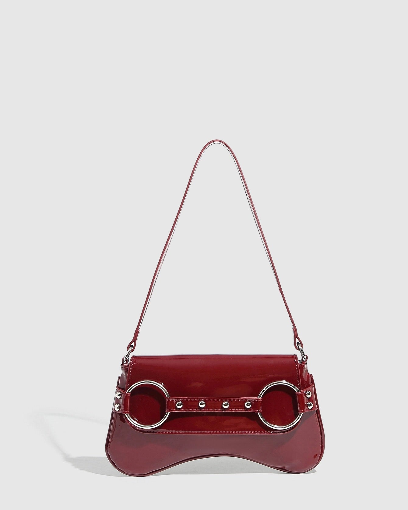 Raven Patent Ring Clutch – Bold Red Shoulder Bag