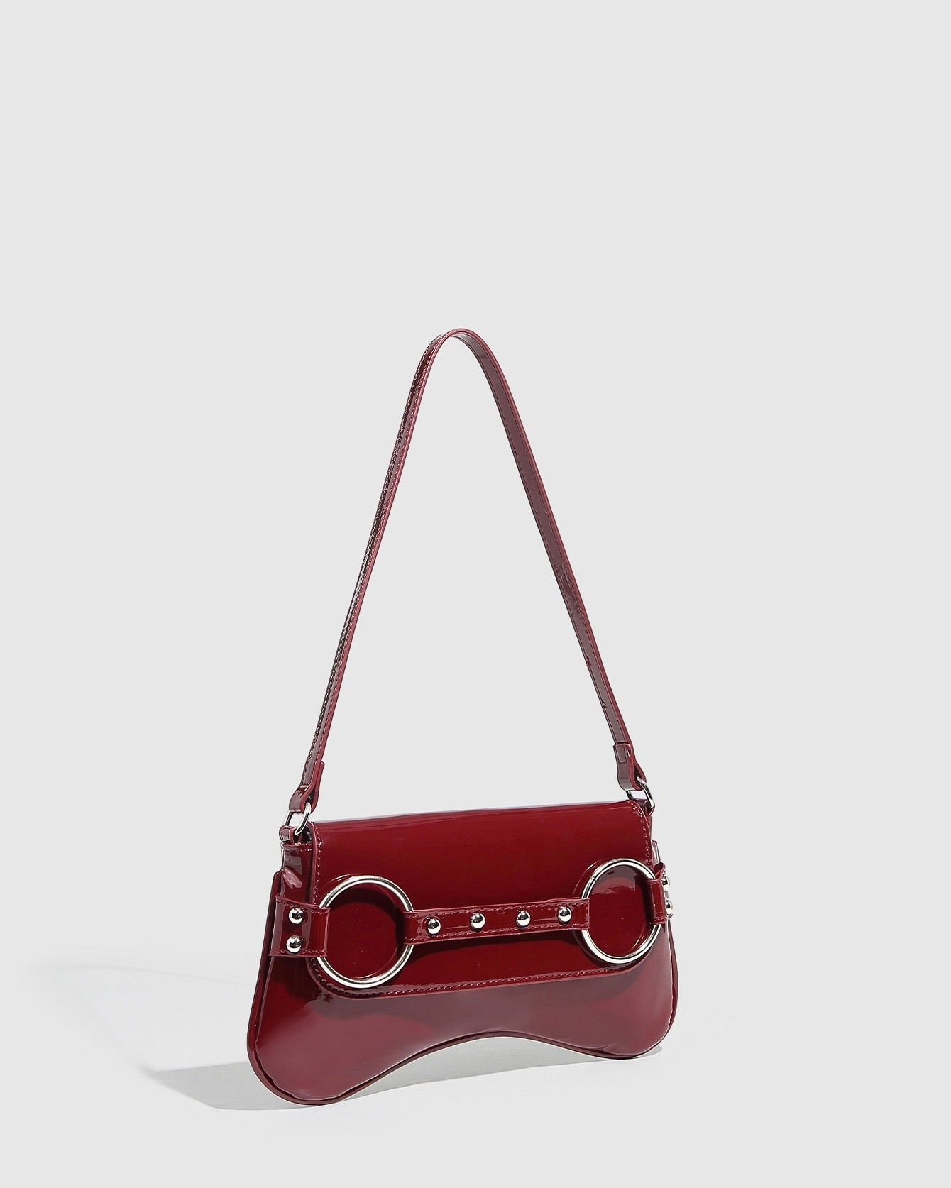 Raven Patent Ring Clutch – Bold Red Shoulder Bag