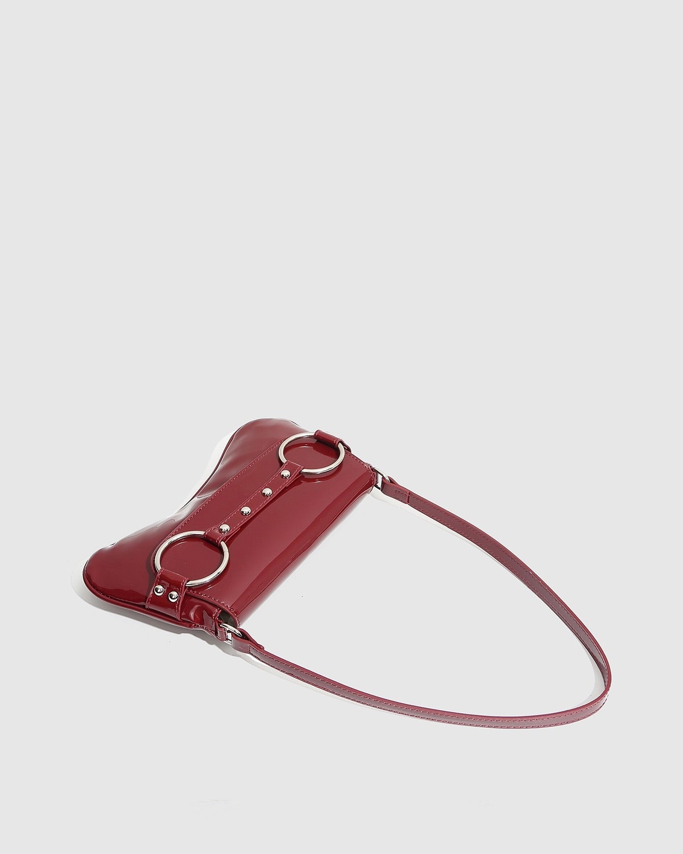 Raven Patent Ring Clutch – Bold Red Shoulder Bag