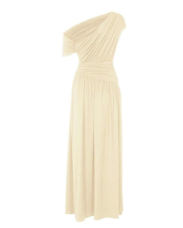 Dime Ruched One-Shoulder Maxi Dress