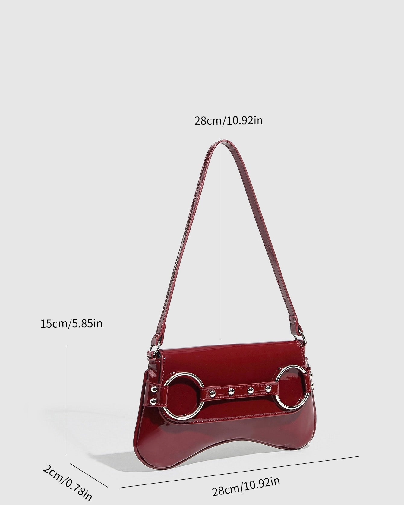 Raven Patent Ring Clutch – Bold Red Shoulder Bag