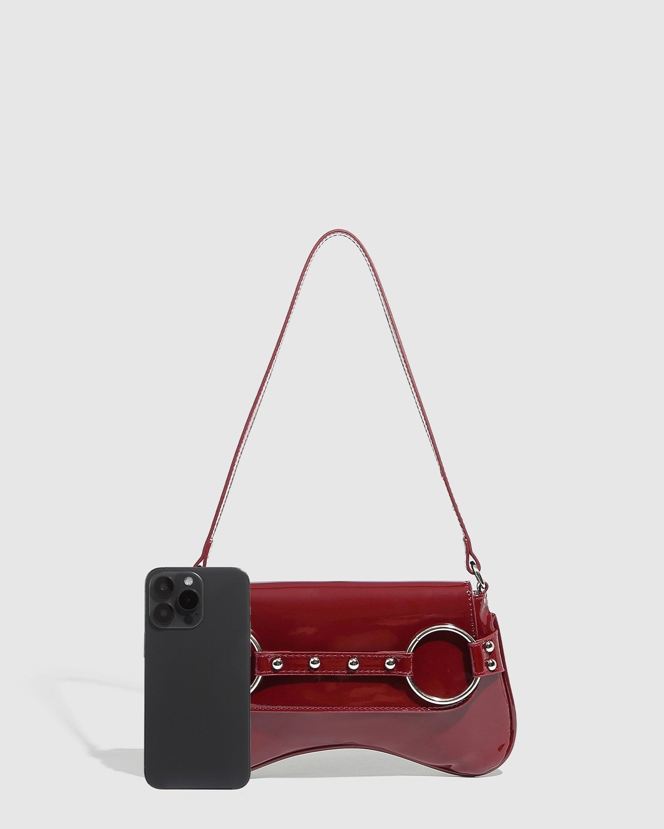 Raven Patent Ring Clutch – Bold Red Shoulder Bag