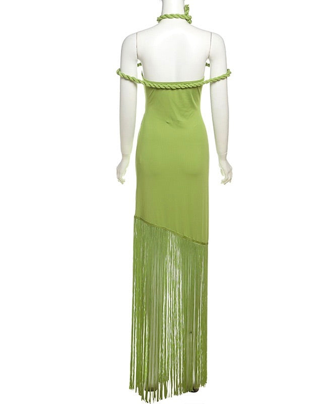 Zaria Fringe Cutout Maxi Dress