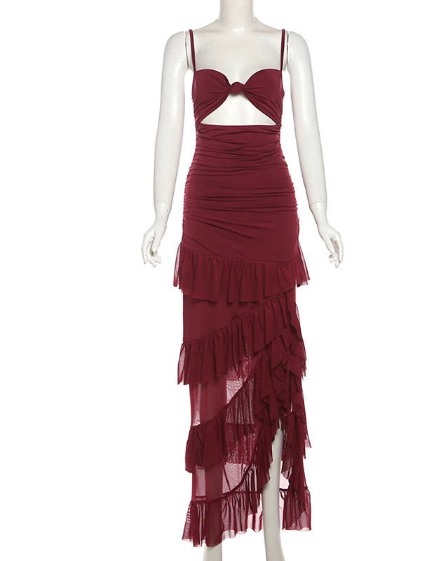 Valentina Ruffle Cutout Gown