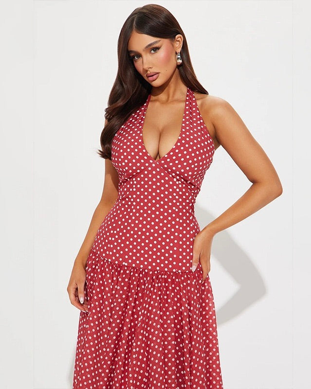 Monaco Polka Dot Halter Dress