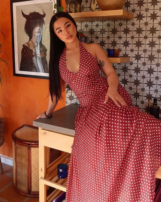 Monaco Polka Dot Halter Dress