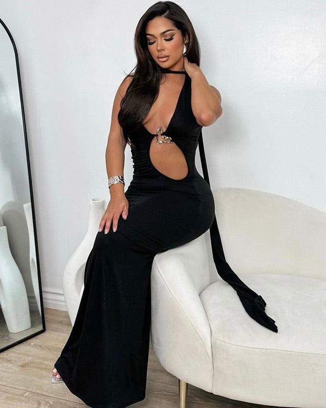 Venom Cutout Chain Maxi Dress